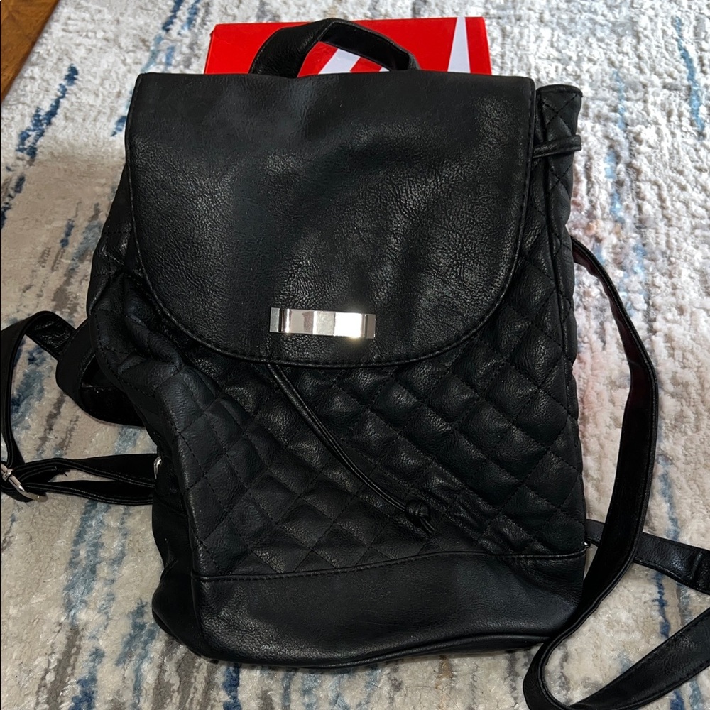 Elegant Black Quilted Backpack